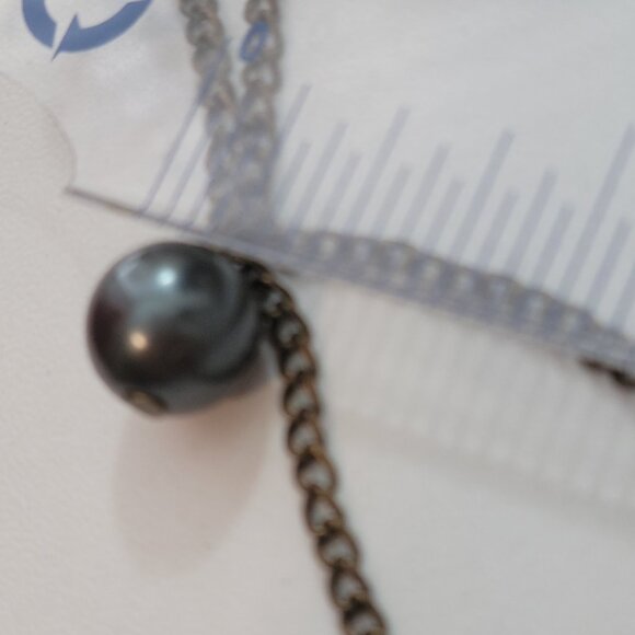 Vintage Genuine Flapper Faux Black Grey Pearls Stations and Crystal Iridescent - Picture 8 of 10